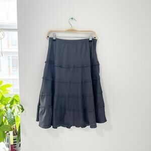 Soft Surroundings Gray Tiered Linen Skirt Size XS